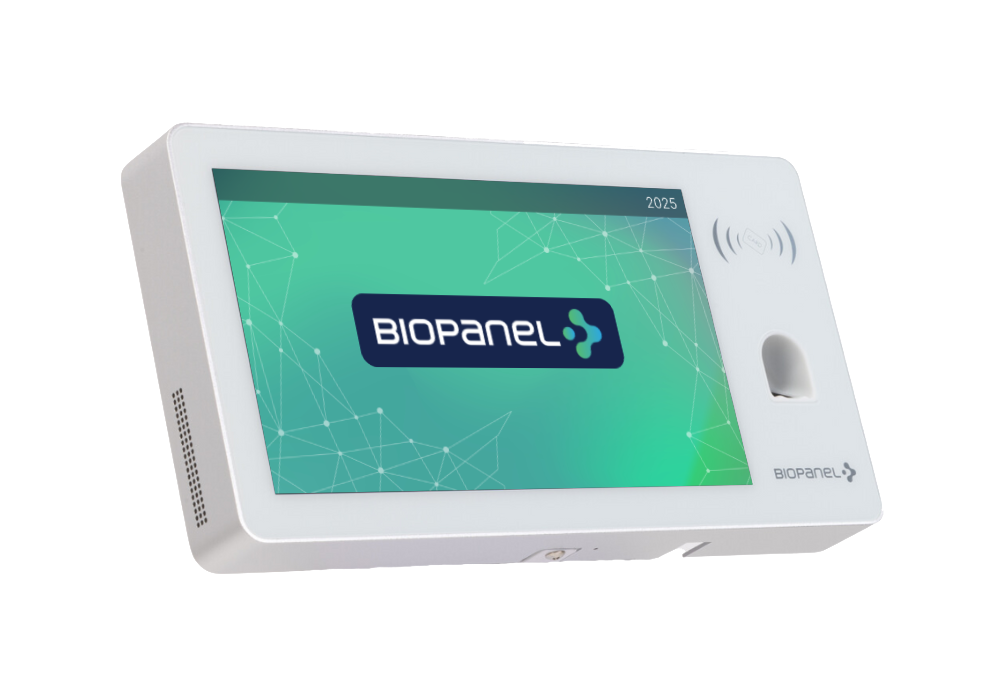 a white rectangular device with a screen on it