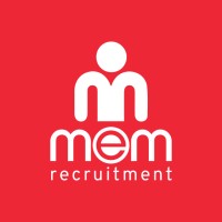 a red background with a white logo